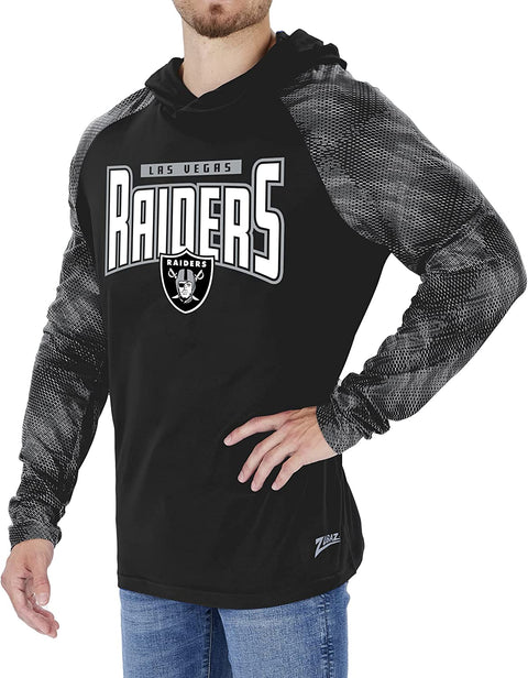 Zubaz Las Vegas Raiders NFL Men's Team Color Hoodie with Tonal Viper Sleeves