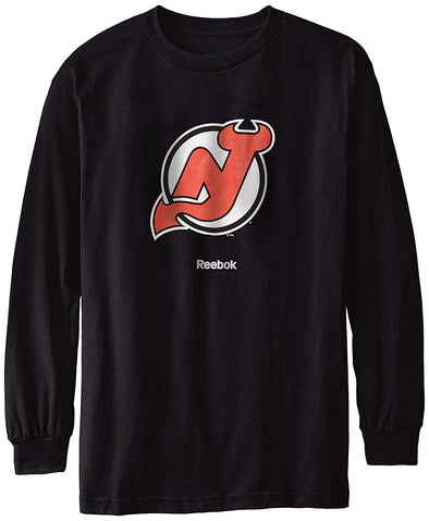 Reebok NHL Men's New Jersey Devils Crest Long Sleeve Tee, Black