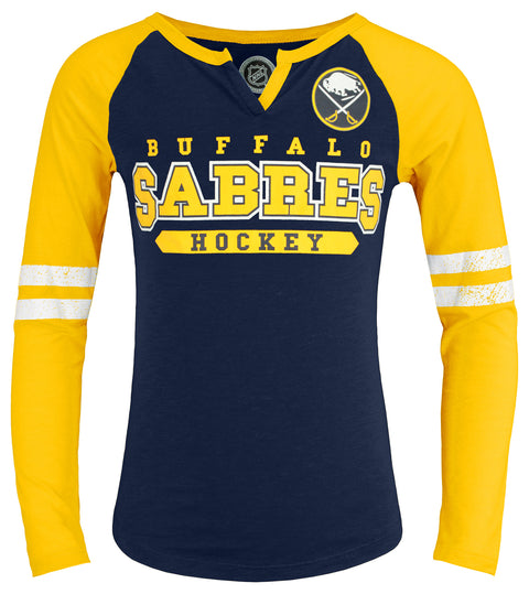 Outerstuff NHL Youth Girls Buffalo Sabres Long Sleeve Slub Top