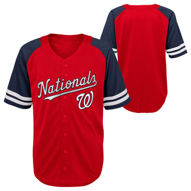 Outerstuff MLB Kids Washington Nationals Button Up Baseball Team Home Jersey