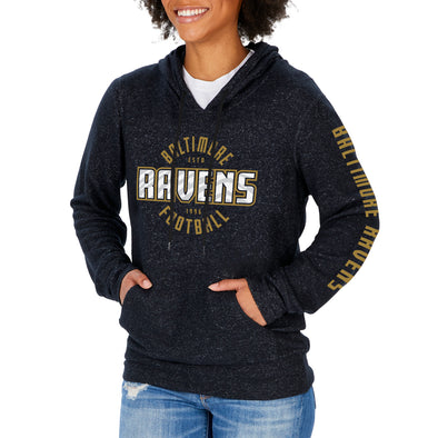 Zubaz NFL Women's Baltimore Ravens Marled Soft Pullover Hoodie