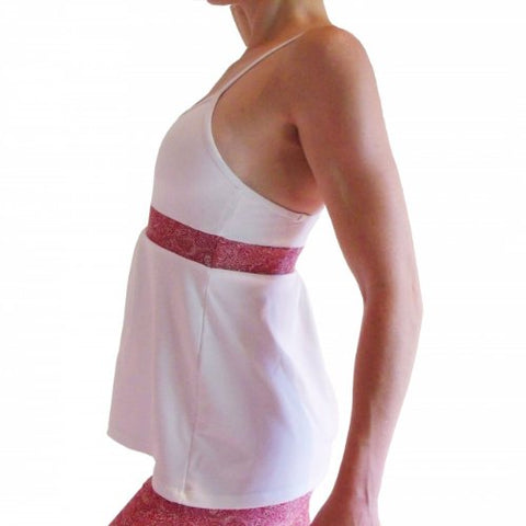 DJ Skins Women's Let It Flow Tank Top, White/Red
