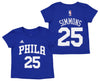 Adidas Philadelphia 76ers Ben Simmons #25 NBA Toddlers Game Time Tee, Blue