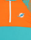 Zubaz NFL Men's Miami Dolphins Team Color Block 1/4 Zip Hoodie W/ Camo Lines