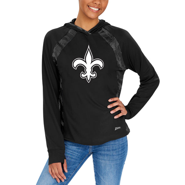 Zubaz NFL Women's New Orleans Saints Elevated Hoodie W/ Black Viper Print