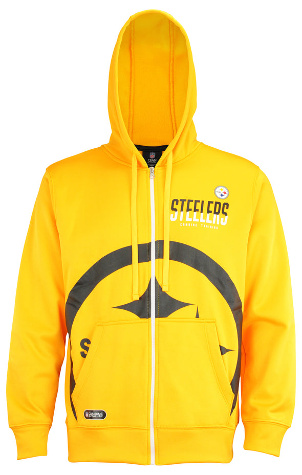 Outerstuff NFL Men's Pittsburgh Steelers Drill Performance Full Zip Hoodie