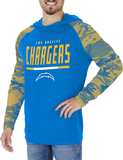 Zubaz Los Angeles Chargers NFL Men's Lightweight Hoodie with Team Camo Sleeves