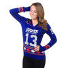 Klew NFL Women New York Giants Odell Beckham #13 Big Logo Glitter Player Sweater