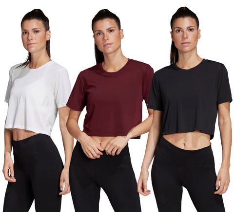 Adidas Women's Standard Cropped Mesh Tee Shirt, Color & Sizing Options