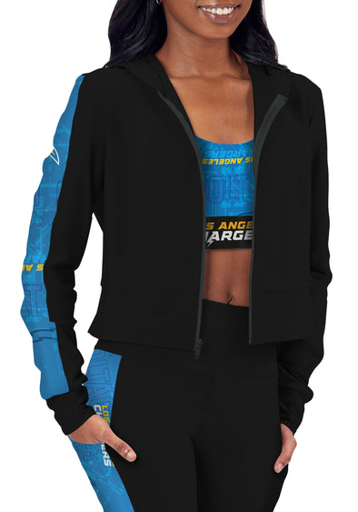 Certo By Northwest NFL Women's Los Angeles Chargers All Day Cropped Hoodie, Black