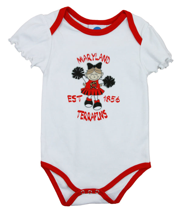 NCAA College Infant Girls Maryland Terrapins 2 Pack Creeper Bodysuit Set, Red / Black