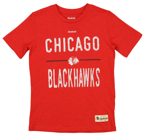 Reebok NHL Boys Youth Chicago Blackhawks Descendant Slub Tee, Red