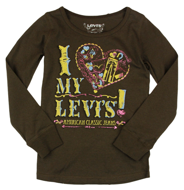 Levi's Kids Girls Long Sleeve I Love My Levi's Shirt - Brown