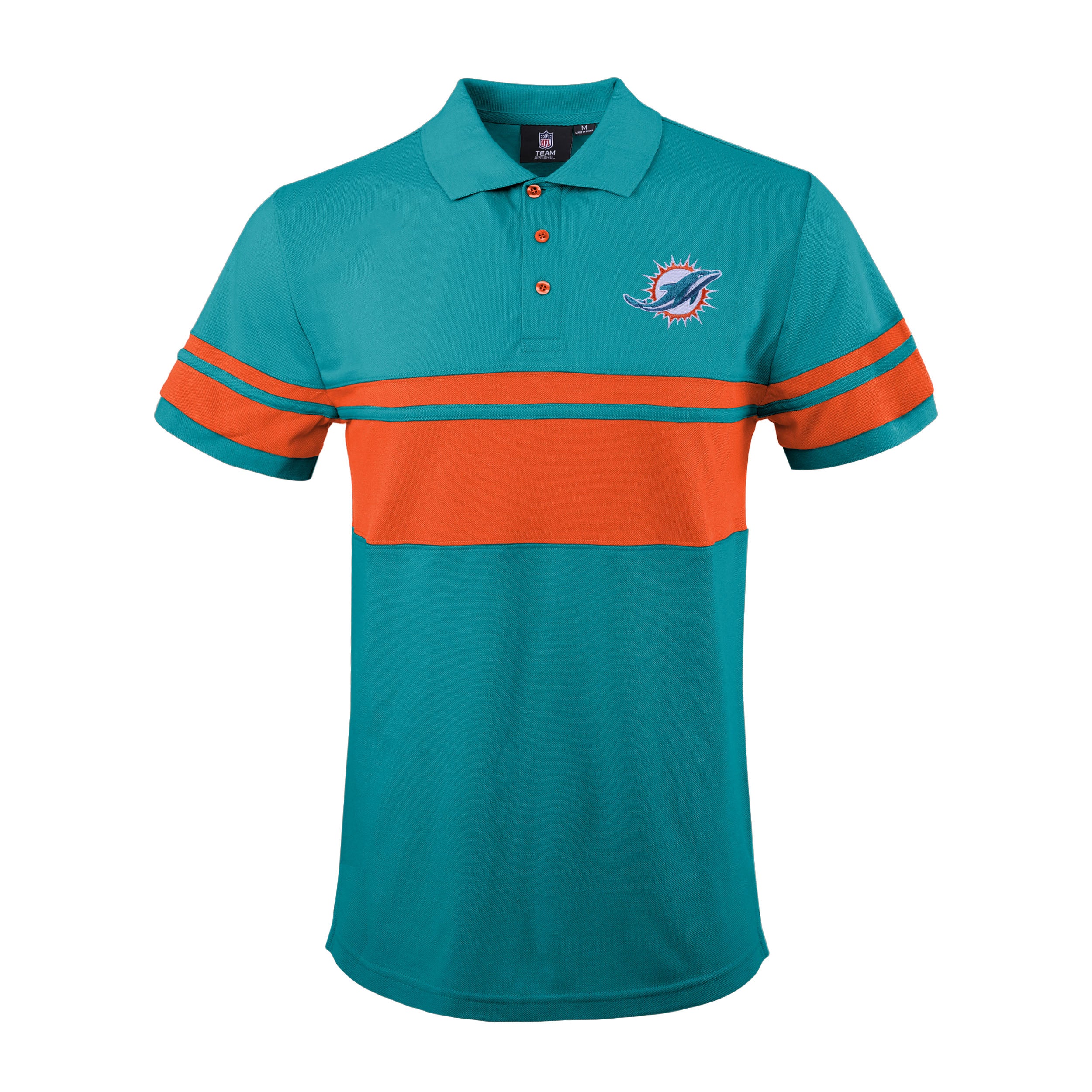 FOCO Miami Dolphins NFL Mens Striped Polyester Polo