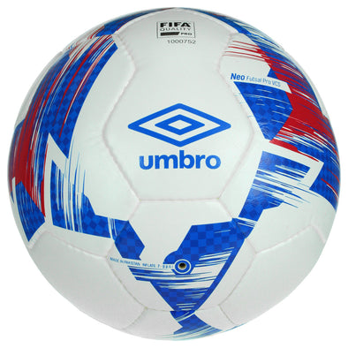 Umbro Youth (8-12) Size 4 Neo Futsal Pro Soccer Ball, White/Regal Blue/Vermillion