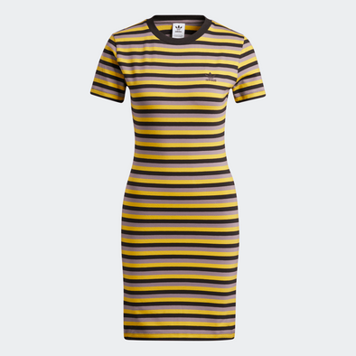 Adidas Women's Striped Dress, Black / Corn Yellow