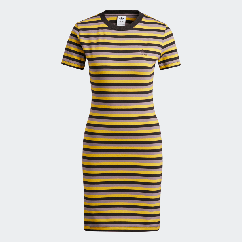 Adidas Women s Striped Dress Black Corn Yellow Fanletic