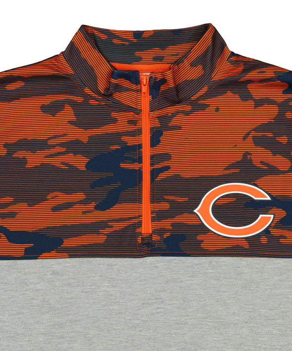 Zubaz Men's NFL Chicago Bears Gray 1/4 Zip Fleece Pullover With Camo Lines