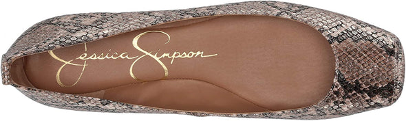 Jessica Simpson Women's Mickella Ballet Flat, Gold Metallic Snake