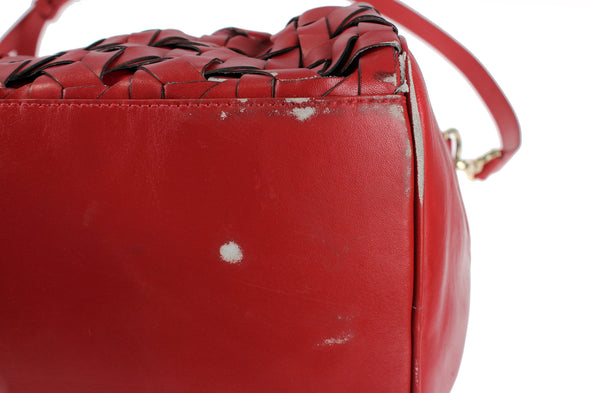Cole Haan Jade Handbag Bad Purse Woven Leather Shoulder Bag - Red