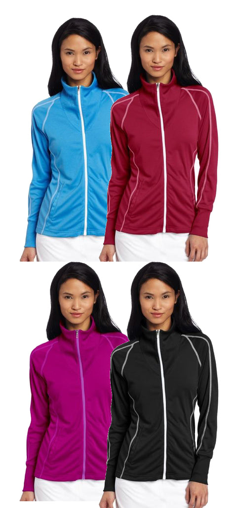 Adidas Golf Women's Contrast Stitched Full-Zip Training Top Sweatshirt
