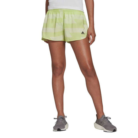 Adidas Women's Run Fast Running Split Shorts, Almost Lime/Pulse Lime