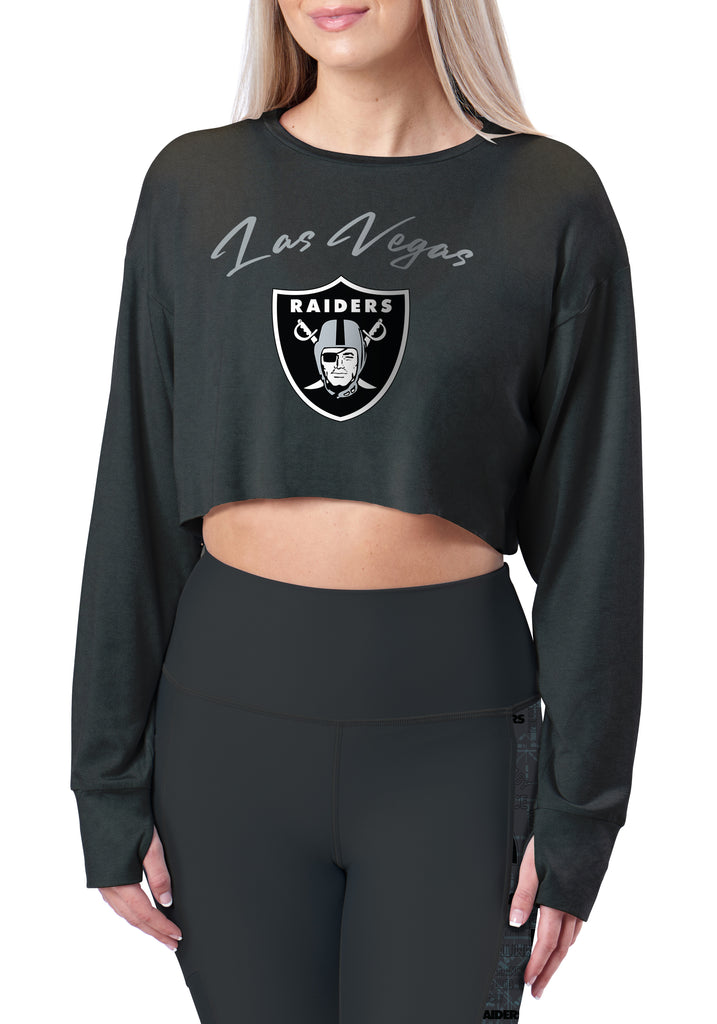 Certo By Northwest NFL Women's Las Vegas Raiders Central Crop Top, Bla –  Fanletic