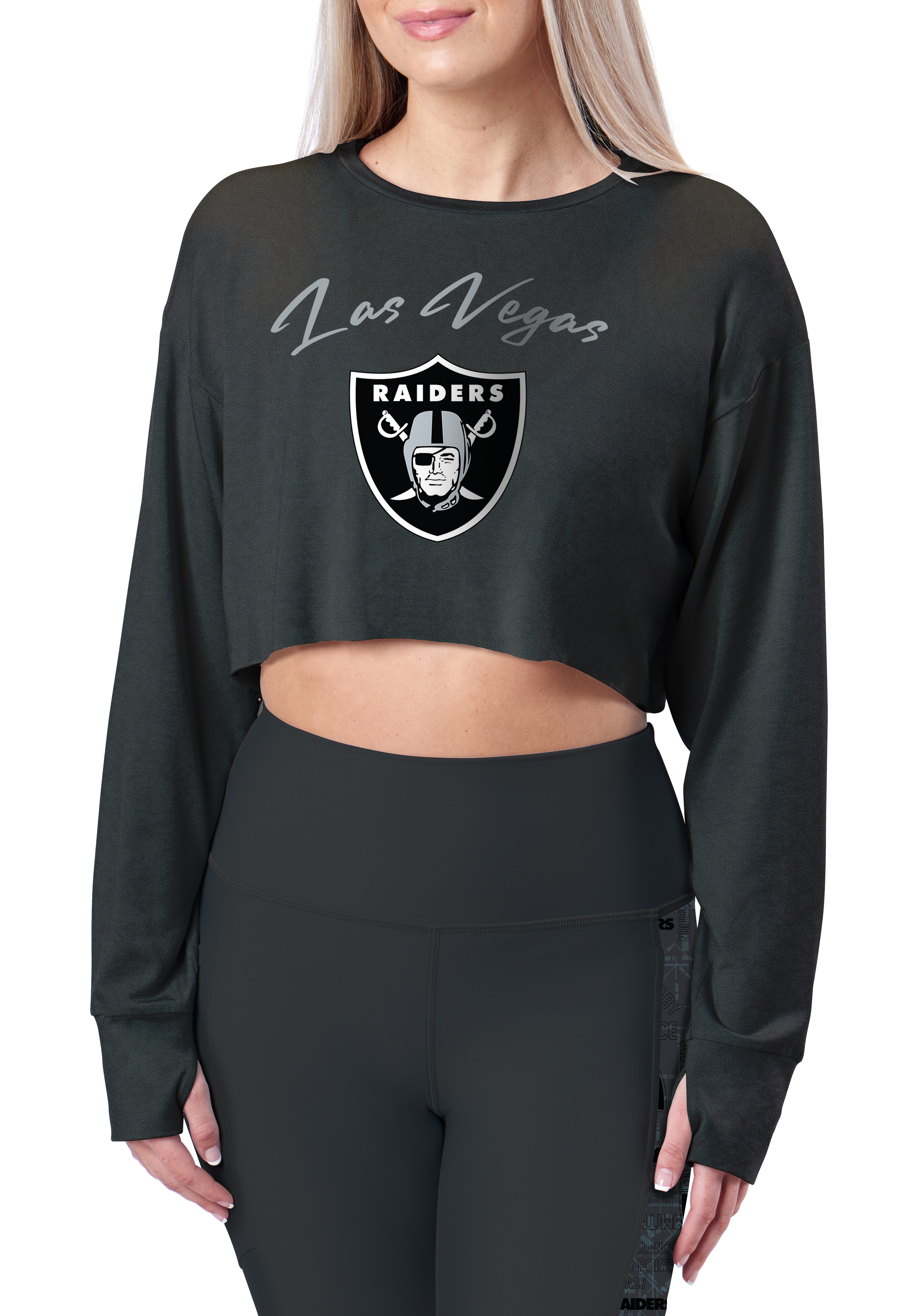 Certo by Northwest NFL Women's Las Vegas Raiders Central Crop Top, Black