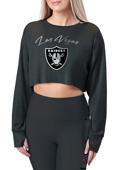 Certo By Northwest NFL Women's Las Vegas Raiders Central Crop Top, Black