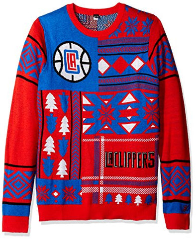Klew NBA Men's Los Angeles Clippers Patches Ugly Sweater, Red