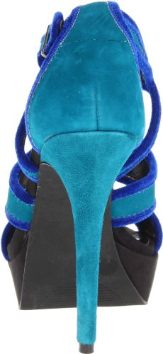 Jessica Simpson Women's Bruno Platform Sandal Heels, Emerald Kid Suede