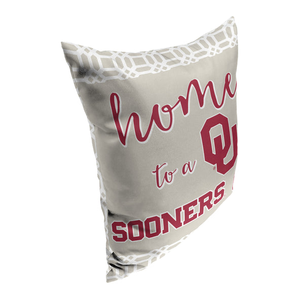 Northwest NCAA Oklahoma Sooners 2 Piece Sweet Home Fan Throw Pillow Cover, 15X12