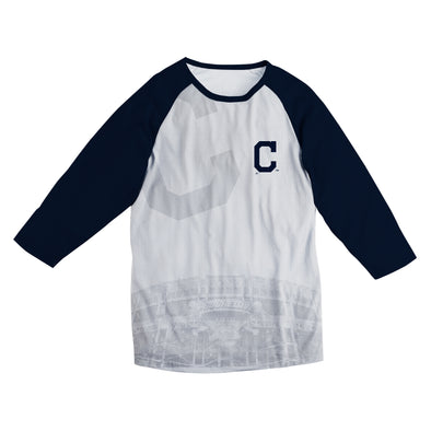 FOCO MLB Men's Cleveland Indians White Raglan Baseball Tee