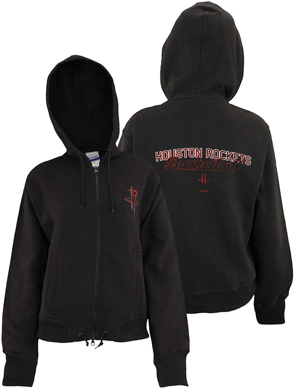 Reebok NBA Women's Houston Rockets Vintage Logo Full Zip Fleece Jacket, Black