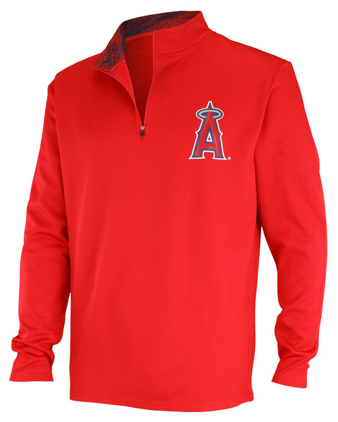 Zubaz MLB Baseball Men's Los Angeles Angels Static Collar 1/4 Zip Fleece Pullover