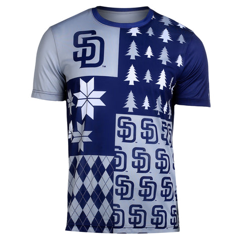 FOCO MLB Men's San Diego Padres Busy Block Ugly Crew Neck Tee