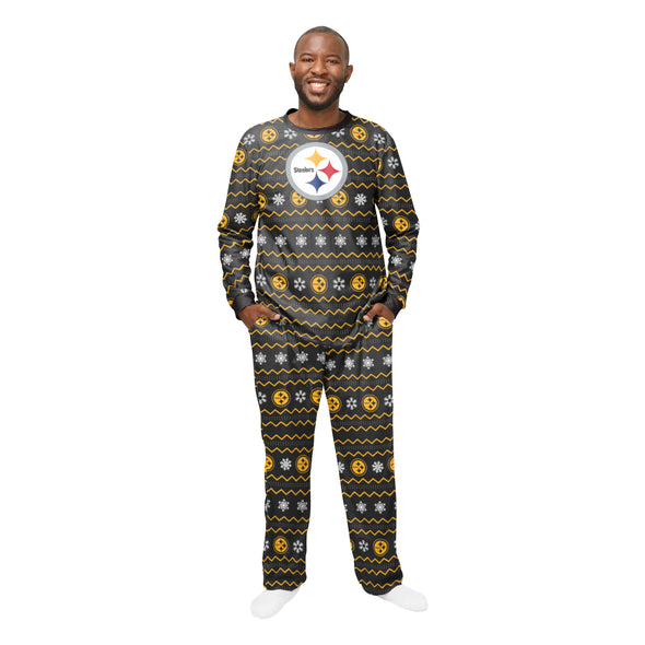 FOCO Men's NFL Pittsburgh Steelers Primary Team Logo Ugly Pajama Set