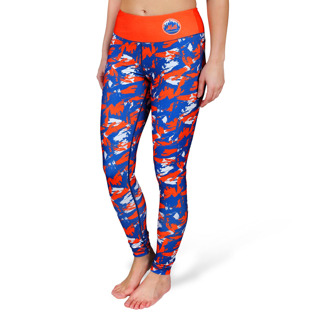 New York Mets Women's Shatter Repeat Print Leggings - Orange/Royal