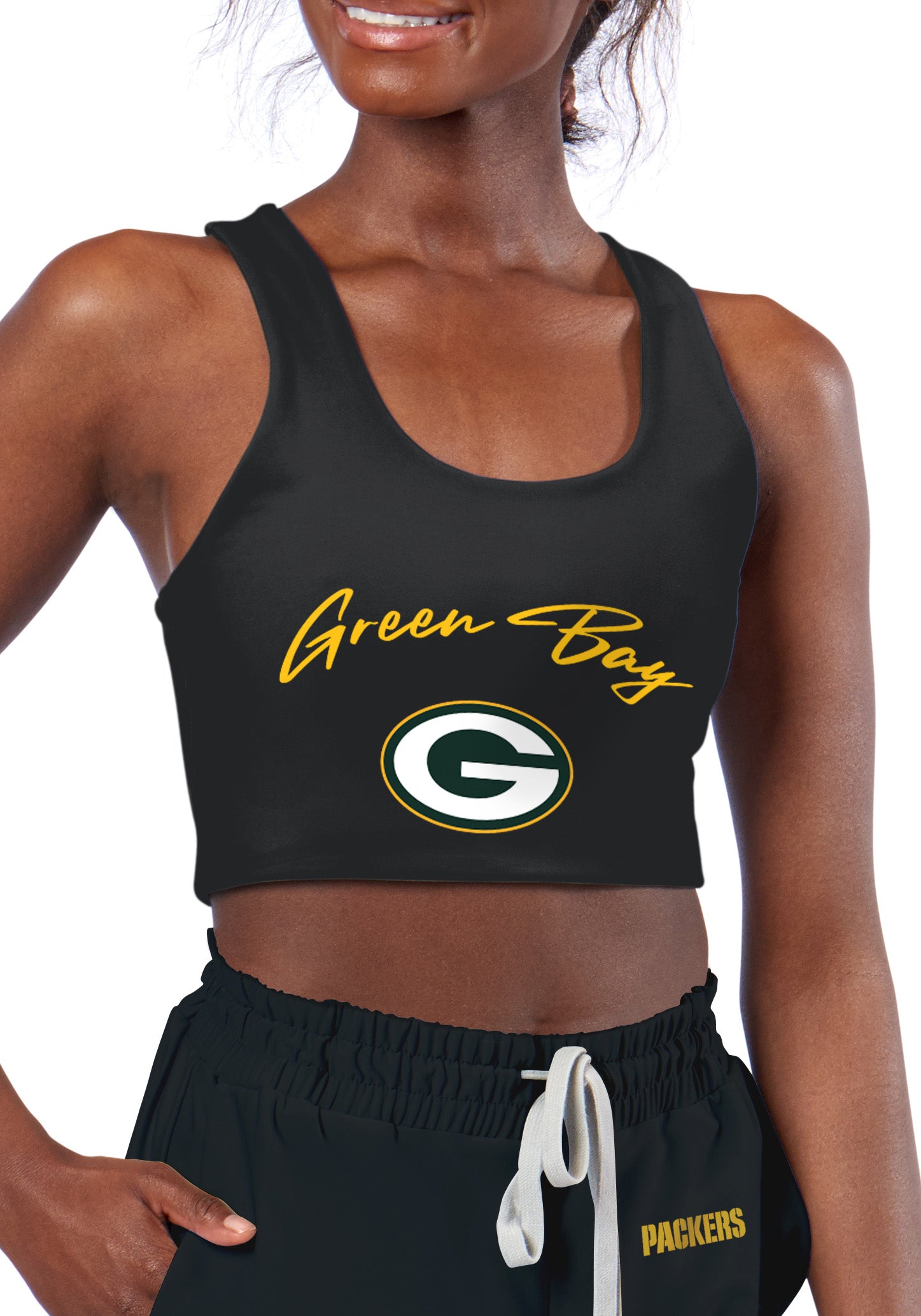 Certo by Northwest NFL Women's Green Bay Packers Collective Reversible Bra, Black