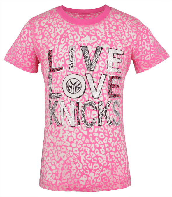 Adidas NBA Youth Girls New York Knicks Burnout Performance Tee, Pink