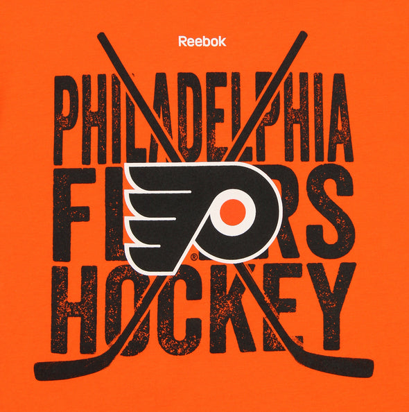 Reebok NHL Youth Philadelphia Flyers Short Sleeve Cross Sticks Tee, Orange