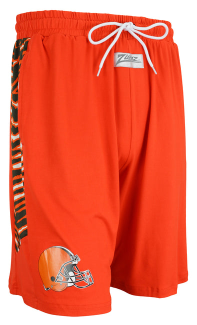 Zubaz NFL Men's Cleveland Browns Team Logo Zebra Side Seam Shorts, Orange