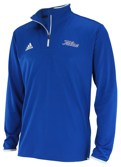 Adidas NCAA Men's Tulsa Golden Hurricanes Climalite Quarter Zip Pullover, Royal