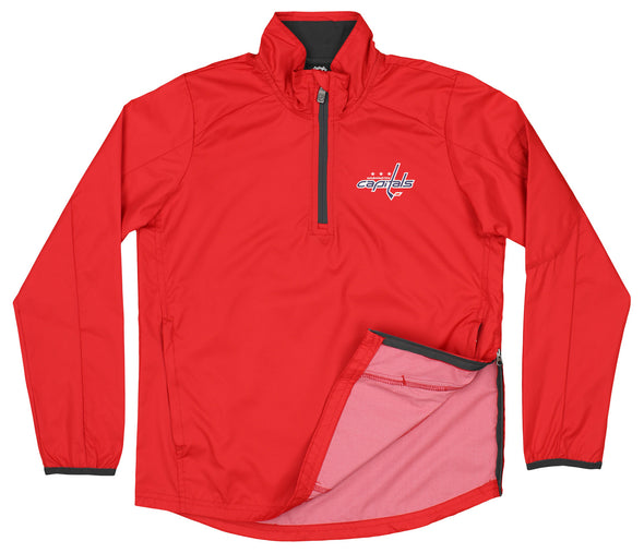 Outerstuff Washington Capitals NHL Boys' Youth (8-20) Alpha Performance 1/4 Zip Jacket, Red