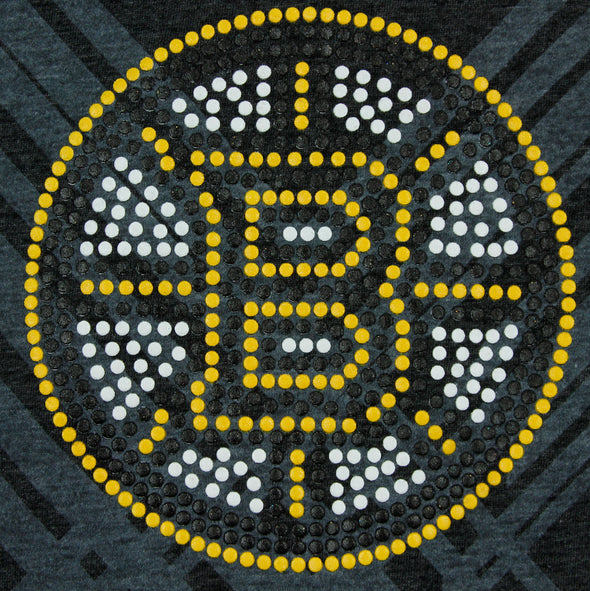 Reebok NHL Youth Girl's Boston Bruins Logo 3/4 Sleeve Raglan Tee T-Shirt, Grey