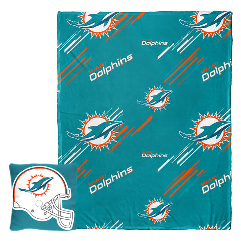 Northwest NFL Miami Dolphins Slashed Pillow and Throw Blanket Set