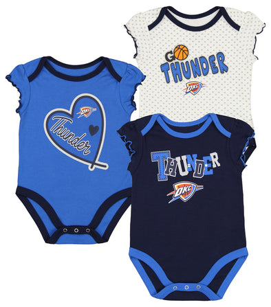 Outerstuff Oklahoma City Thunder NBA Girls Newborn (0M-9M) 3 Pack Bodysuit set