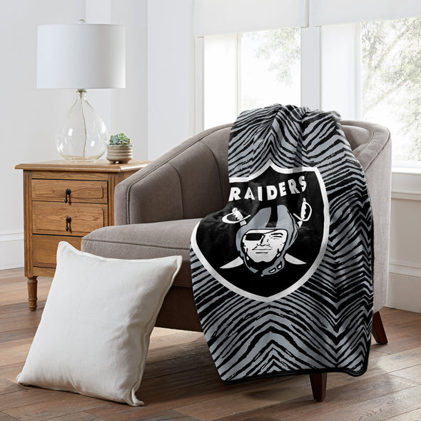 Zubaz By Northwest Las Vegas Raiders NFL Zubified 50 X 60 Raschel Throw Blanket