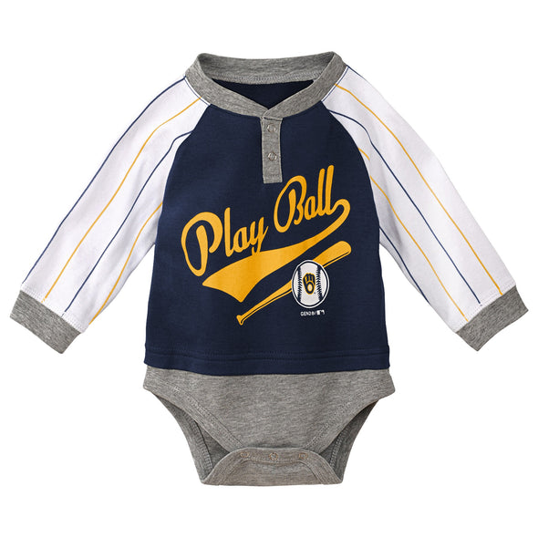 Outerstuff MLB Infant Milwaukee Brewers "Is It Game Time Yet" Creeper Set