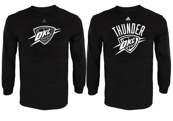 Adidas NBA Men's Oklahoma City Thunder Athletic Basic Graphic Long Sleeve Tee, 2 Black Logo Options